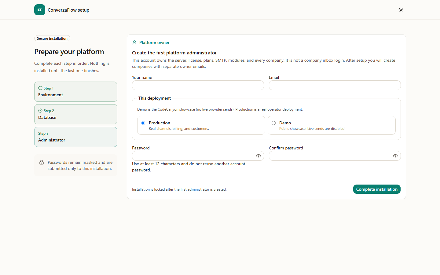 Web installer